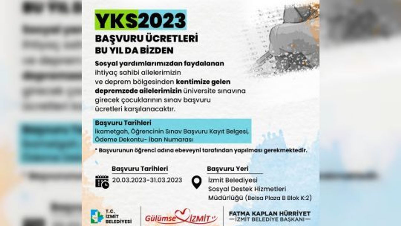 İzmit Belediyesi öğrencilere YKS ücreti desteği sağlayacak