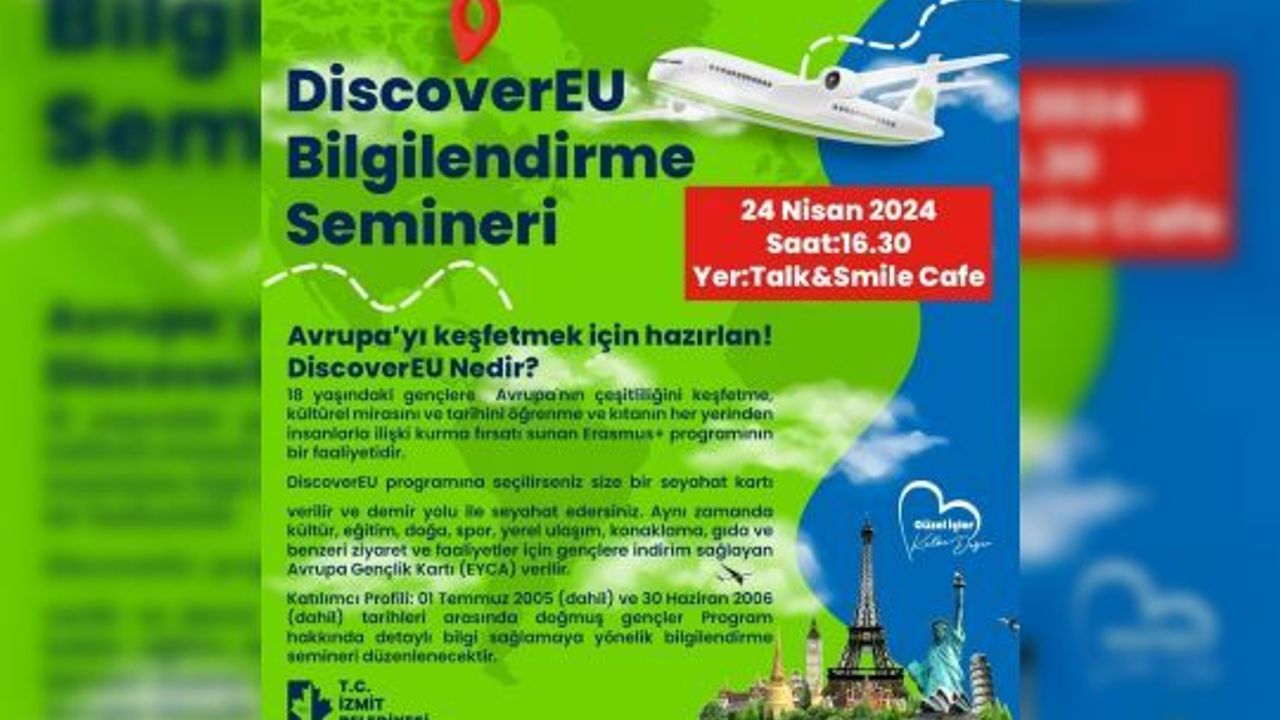 İzmit Belediyesi, Avrupa’yı keşfetmek isteyen, gençler için seminer düzenleyecek