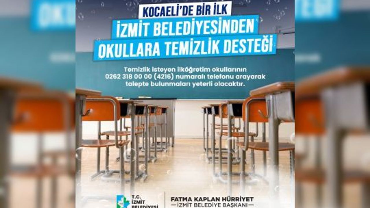 İzmit Belediyesi, "Temiz Okul" Projesi, ile Okullara Temizlik Desteği Sağlayacak