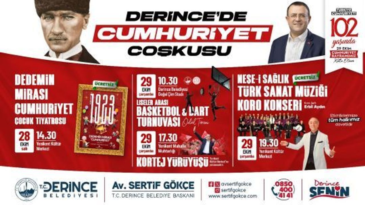 Derince’de Cumhuriyet Bayramı İki Günlük Etkinliklerle Kutlanıyor