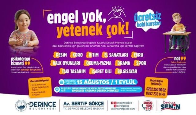 Derince’de Engel Tanımayan Yetenekler İçin Yeni Kurs Dönemi Başlıyor