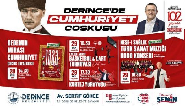 Derince’de Cumhuriyet Bayramı İki Günlük Etkinliklerle Kutlanıyor