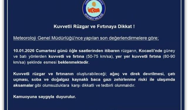 Kocaeli’de Fırtına Uyarısı
